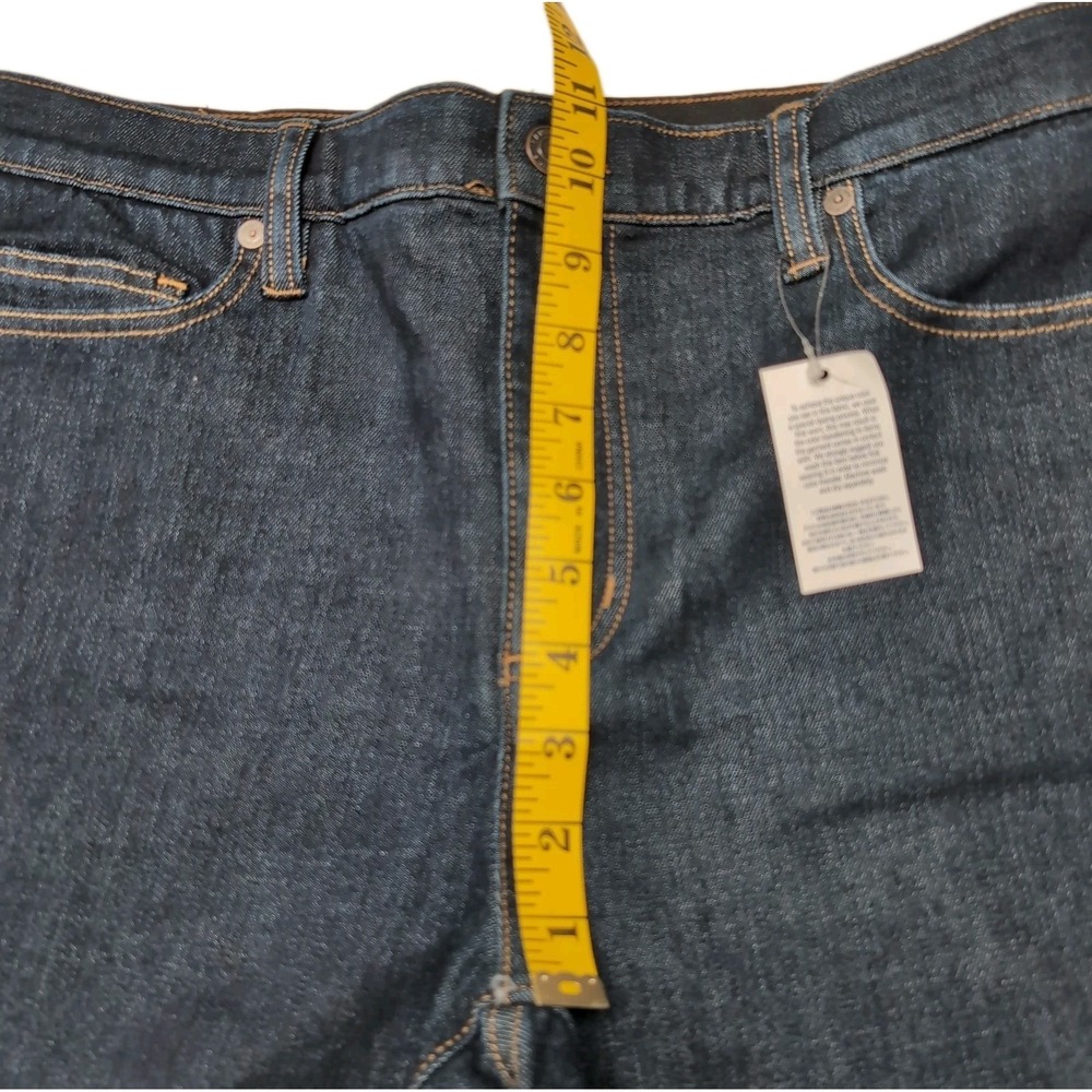 Lands' End High Rise Straight Jeans Size 12 Petite Dark Wash Indigo Stretch NEW - Picture 14 of 16